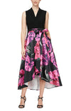 Formal Dresses Floral High Low Dress Black Multi