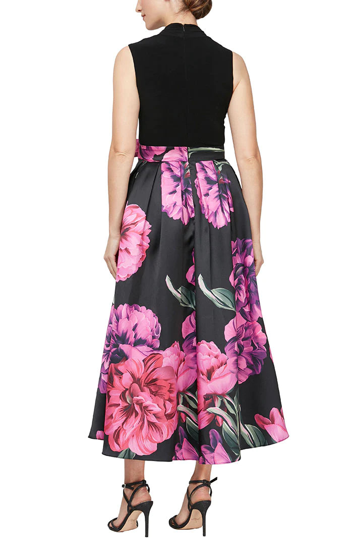 Formal Dresses Floral High Low Dress Black Multi