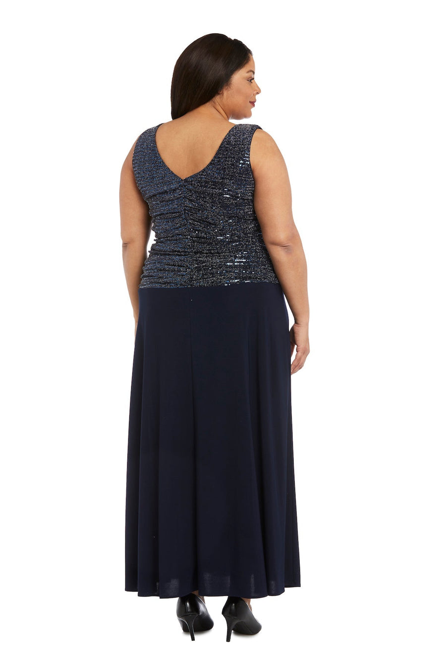 Plus Size Dresses Long Plus Size Sequin Formal Dress Navy/Silver