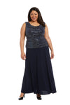 Plus Size Dresses Long Plus Size Sequin Formal Dress Navy/Silver