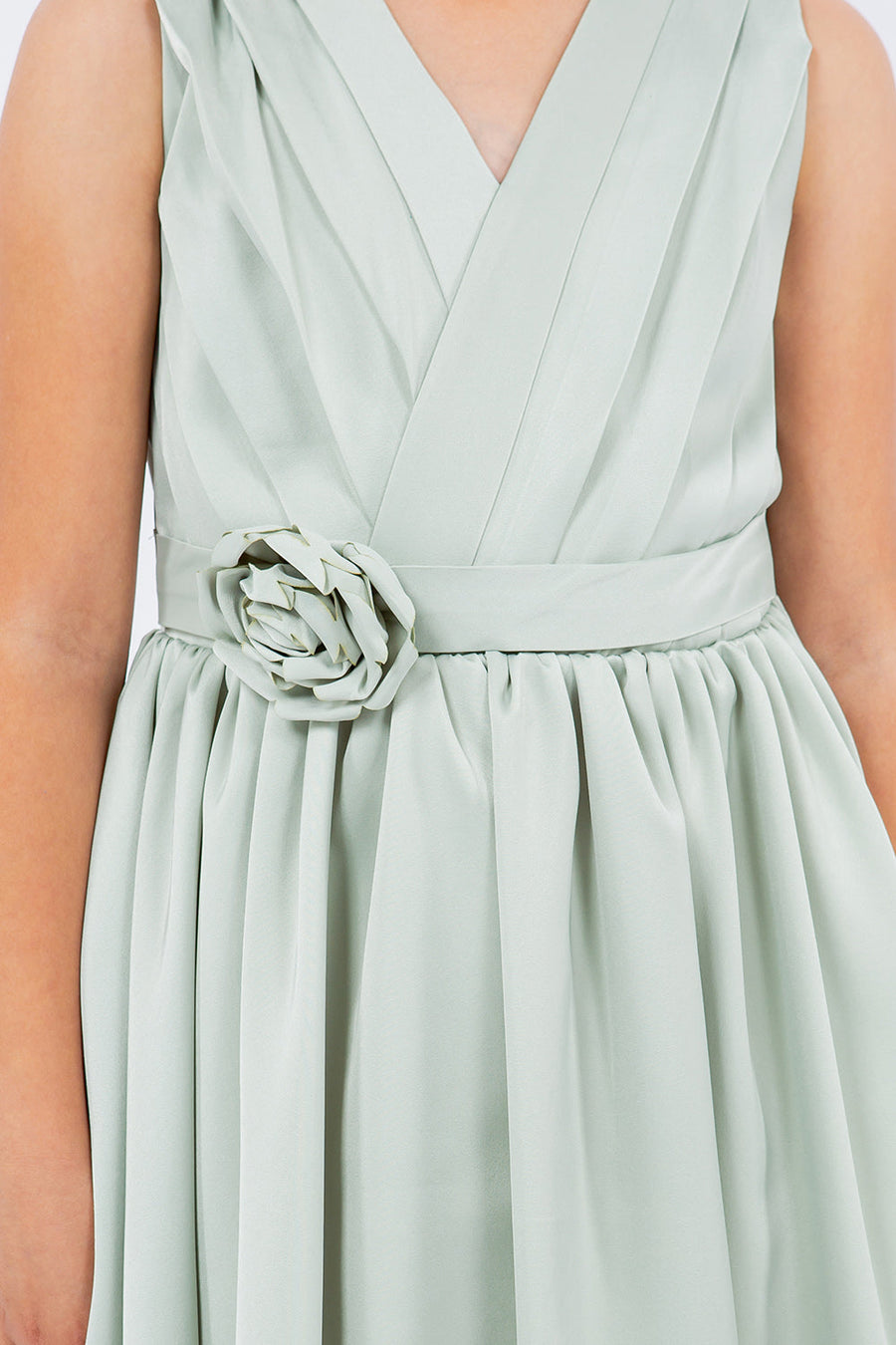 Flower Girl Dresses Short Pleated A Line Flower Girl Dress Sage