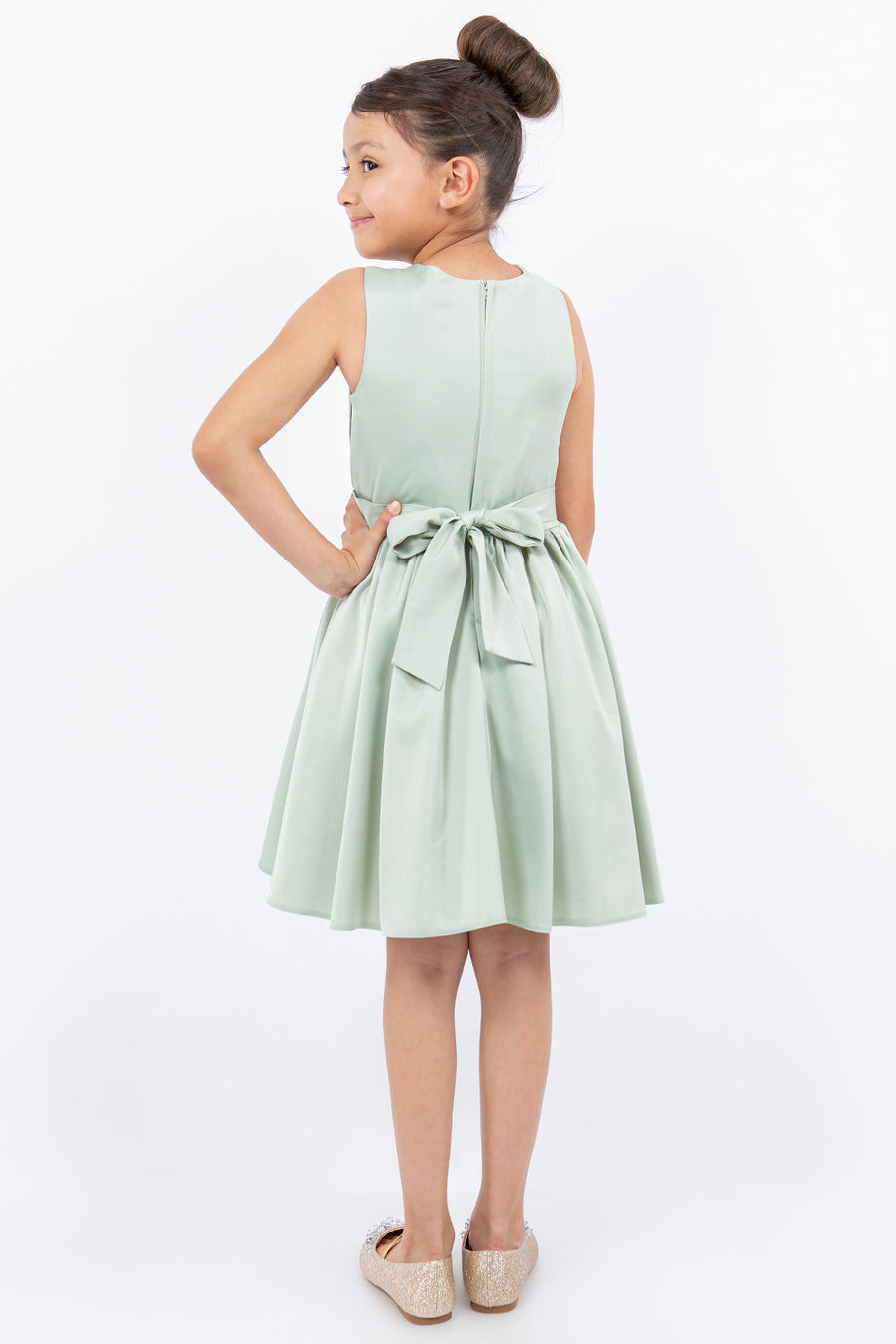 Flower Girl Dresses Short Pleated A Line Flower Girl Dress Sage