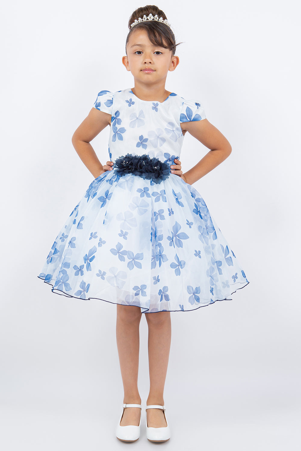 Flower Girl Dresses Short Printed A Line Flower Girl Dress Navy