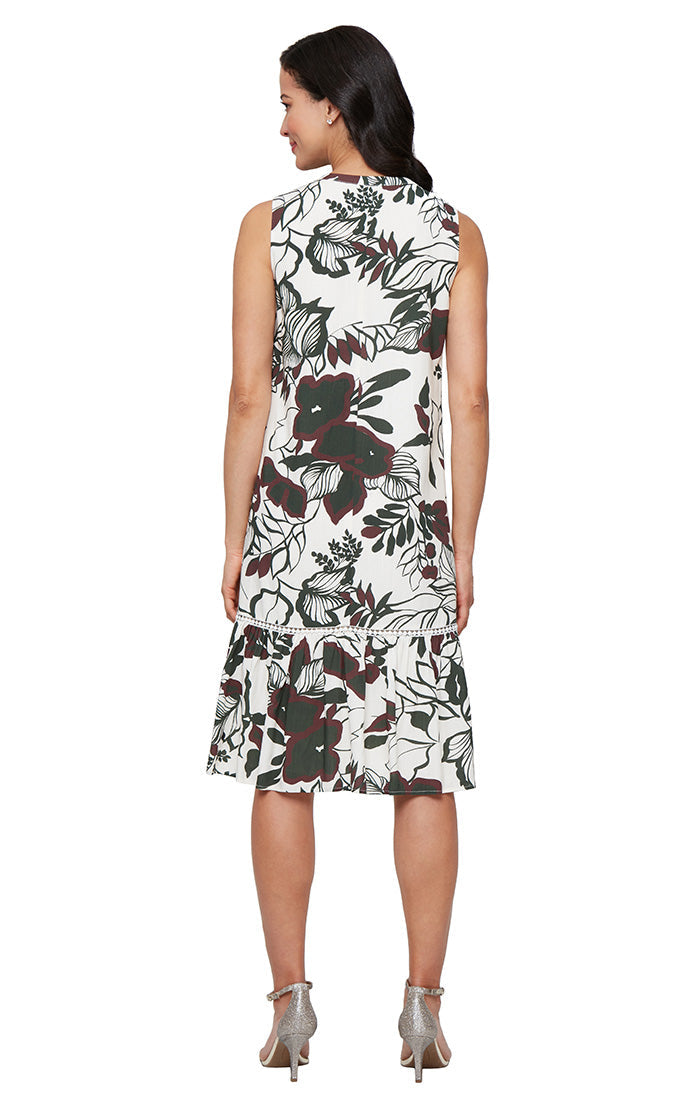 Cocktail Dresses Short Printed Tea Length Cocktail Dress Ivory Multi