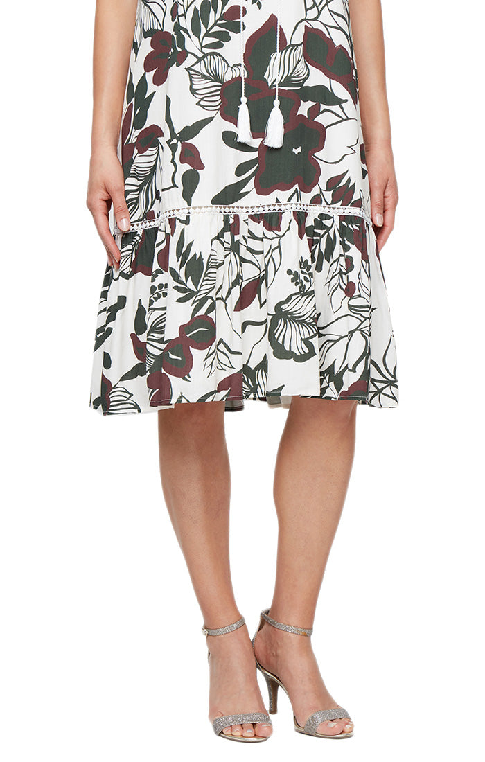 Cocktail Dresses Short Printed Tea Length Cocktail Dress Ivory Multi