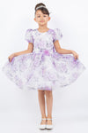 Flower Girl Dresses Short Floral Print Flower Girl Dress Lilac