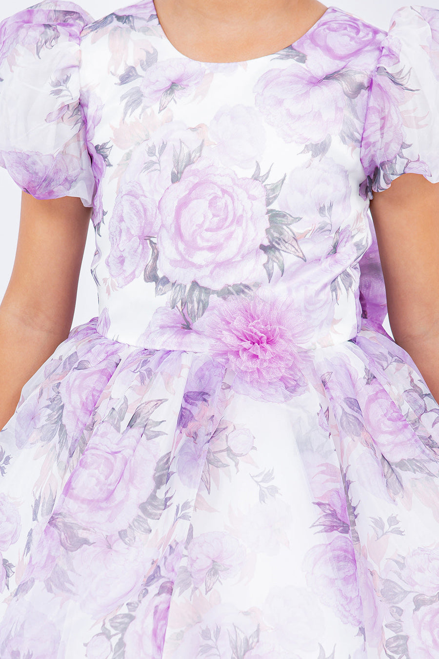 Flower Girl Dresses Short Floral Print Flower Girl Dress Lilac