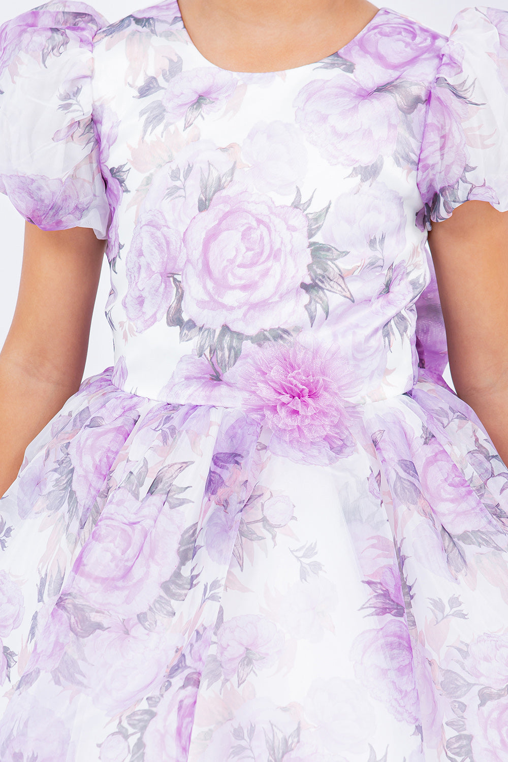 Flower Girl Dresses Short Floral Print Flower Girl Dress Lilac