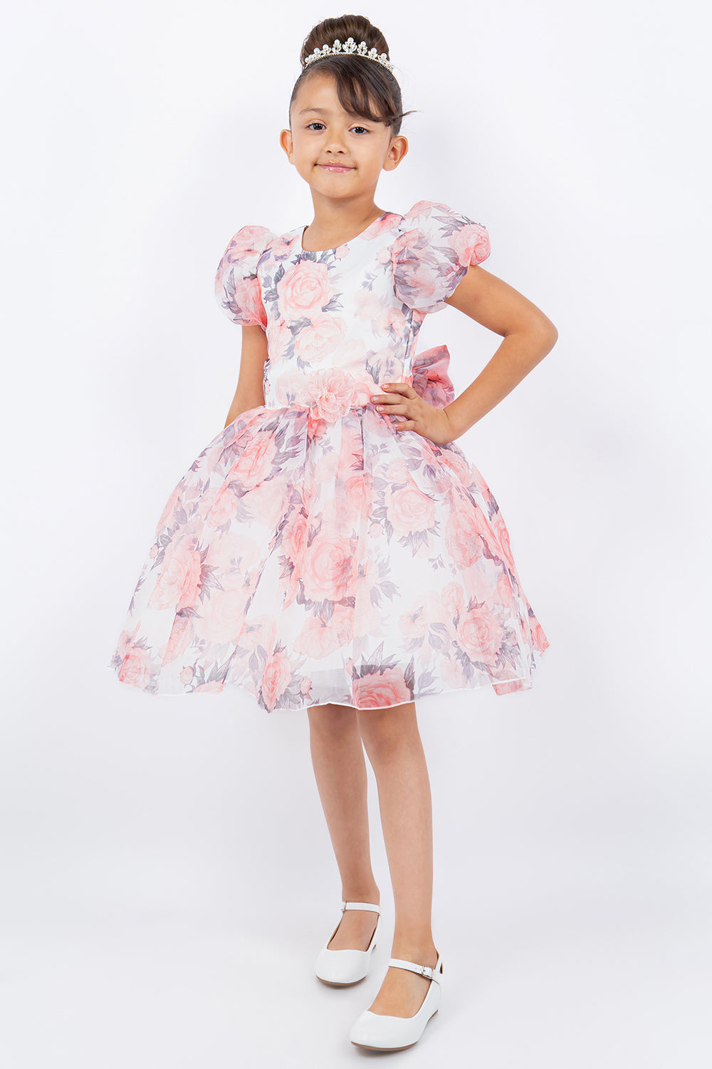 Flower Girl Dresses Short Floral Print Flower Girl Dress Peach