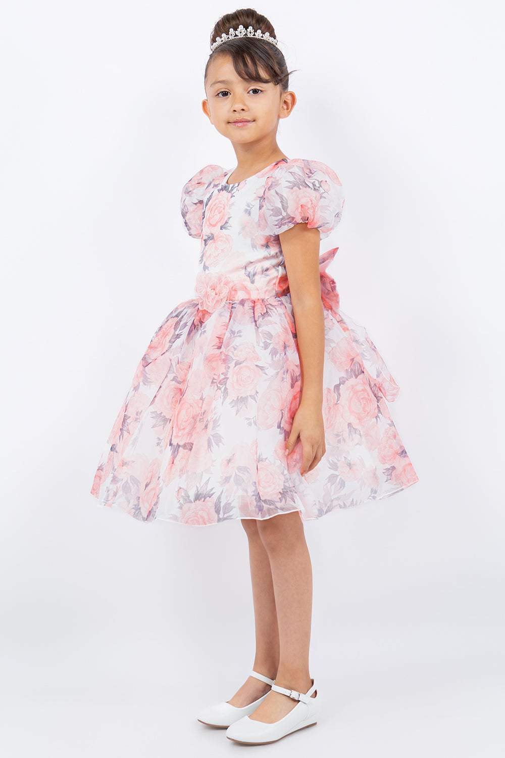 Flower Girl Dresses Short Floral Print Flower Girl Dress Peach