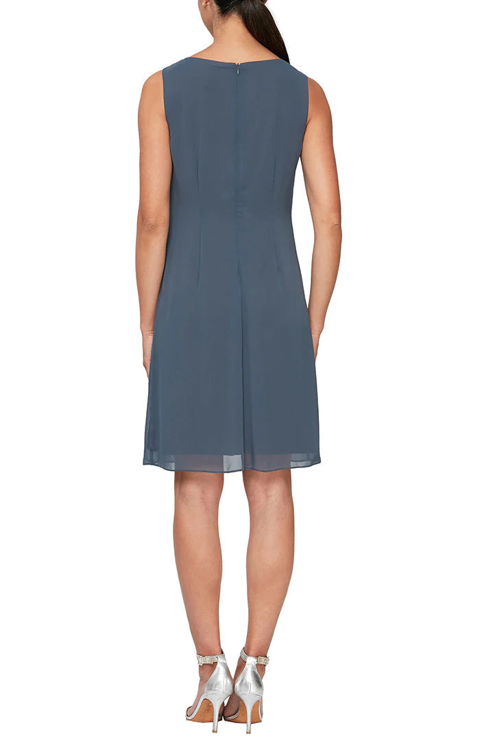 Cocktail Dresses Elongated Jacket Short Cocktail Dress Steel