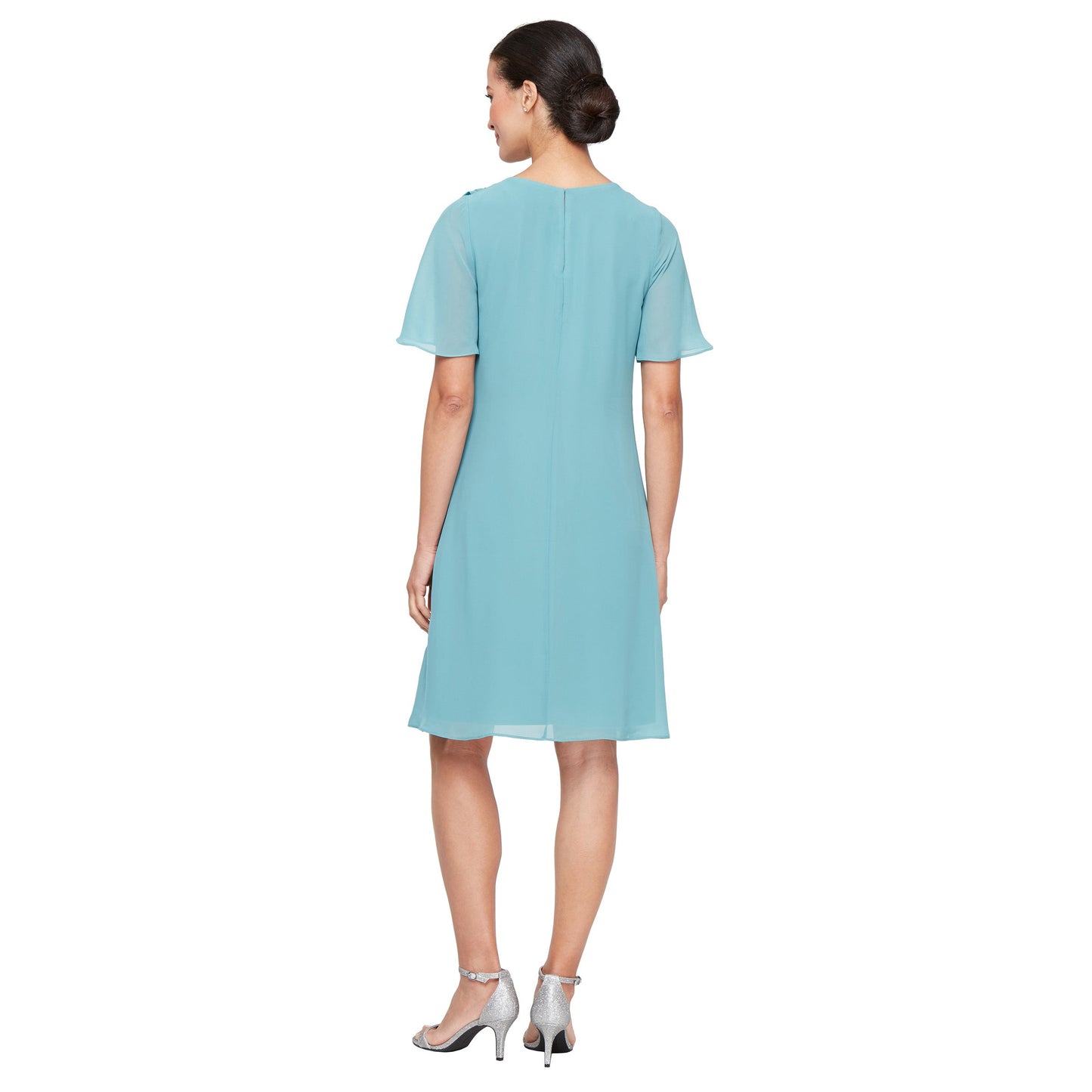 Mother of the Bride Dresses Short Cocktail Beaded Overlay Mother of the Bride Dress Sea