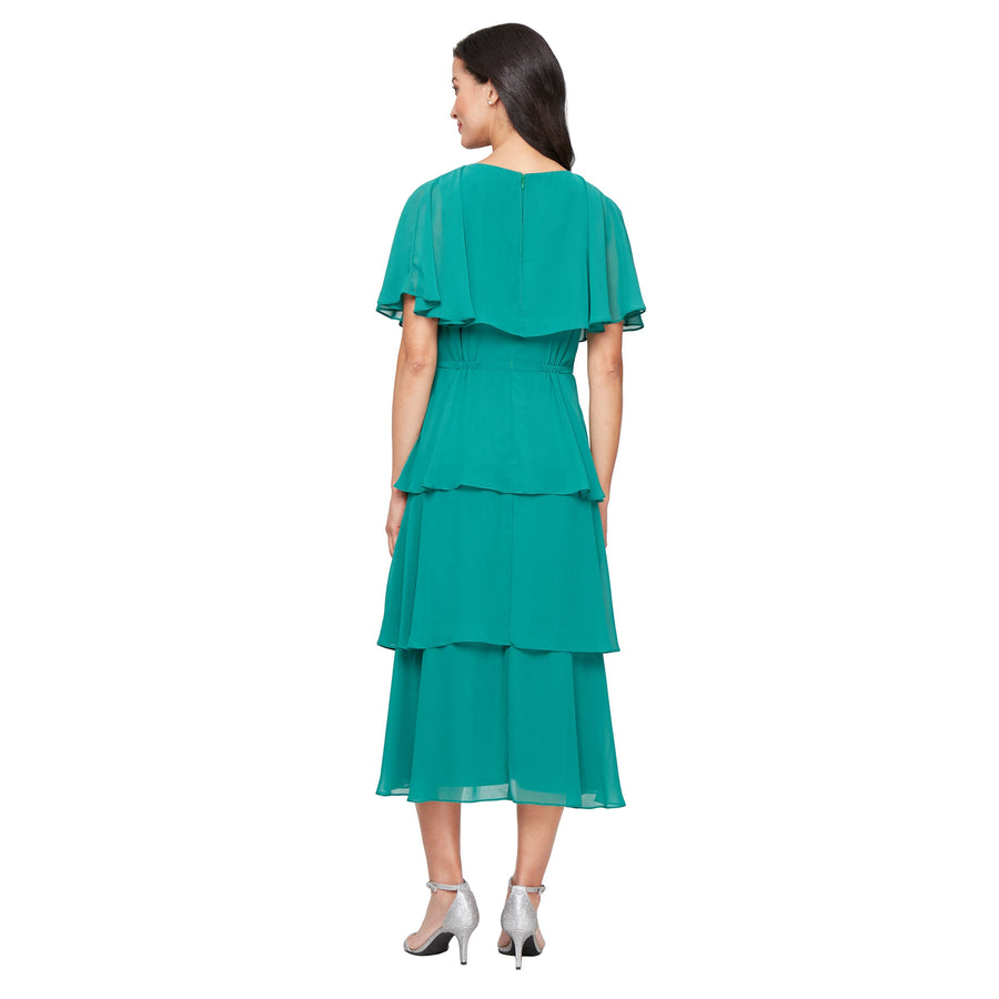 Mother of the Bride Dresses Midi Tiered Formal Mother of the Bride Dress Deep Green