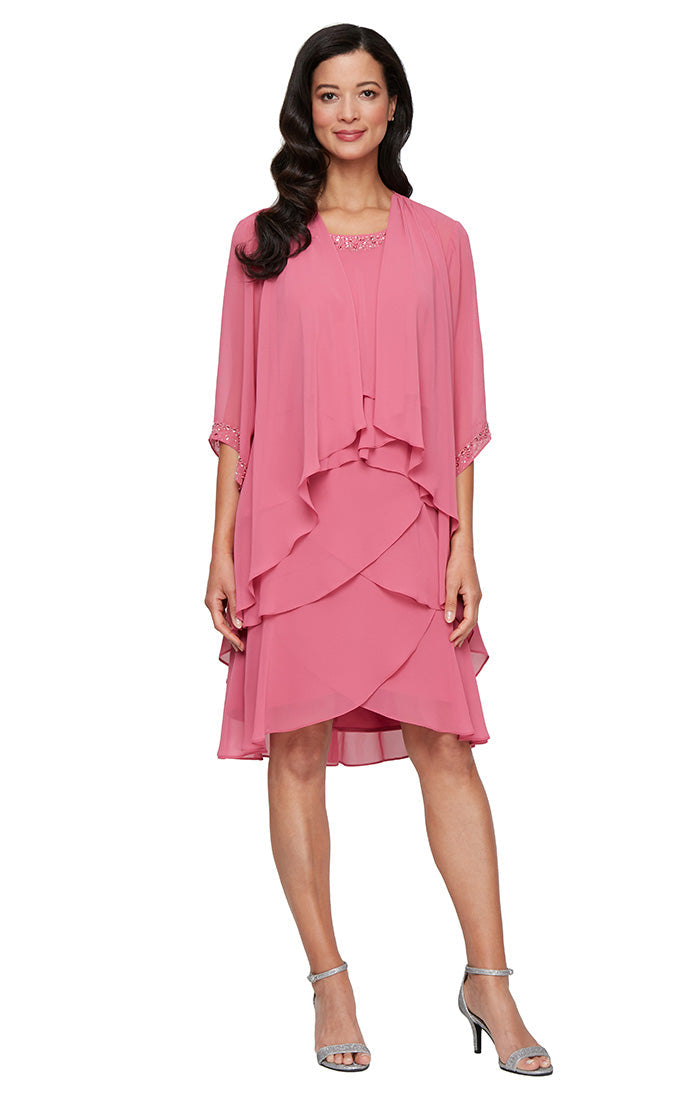 Cocktail Dresses Ruffle Short Cocktail Jacket Dress Rose