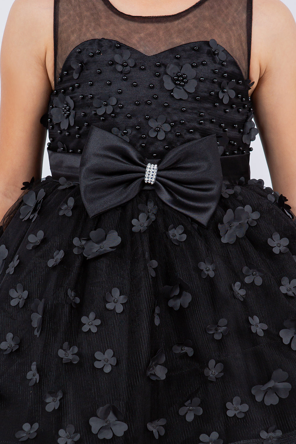 Flower Girl Dresses A Line 3D Floral High Low Flower Dress Black