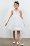 Flower Girl Dresses A Line 3D Floral High Low Flower Dress White
