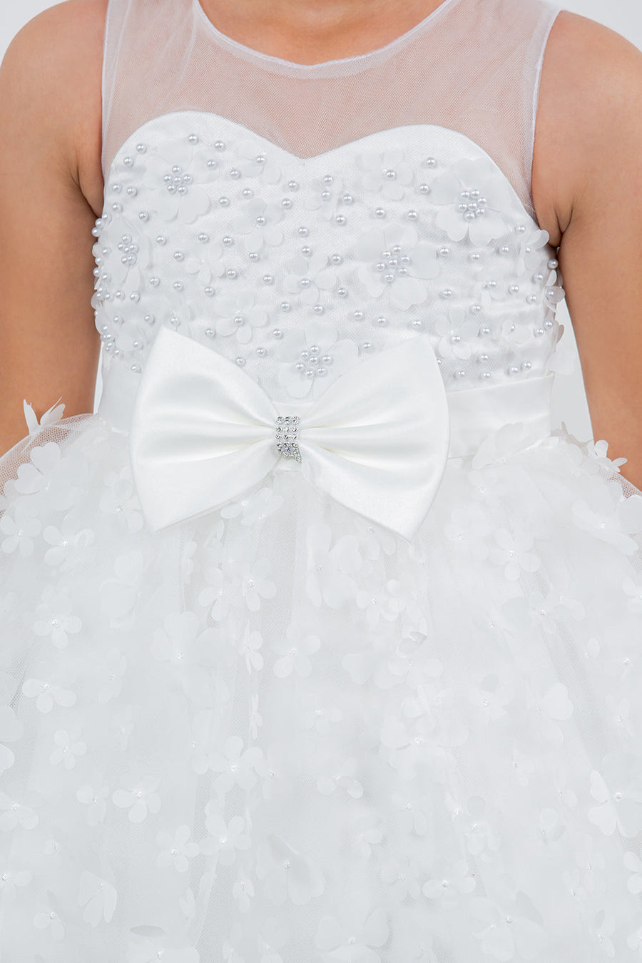 Flower Girl Dresses A Line 3D Floral High Low Flower Dress White