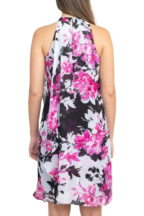 Cocktail Dresses Floral Print Short Cocktail Dress Black Multi