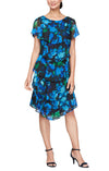 Cocktail Dresses A Line Short Floral Cocktail Print Dress Blue/Multi