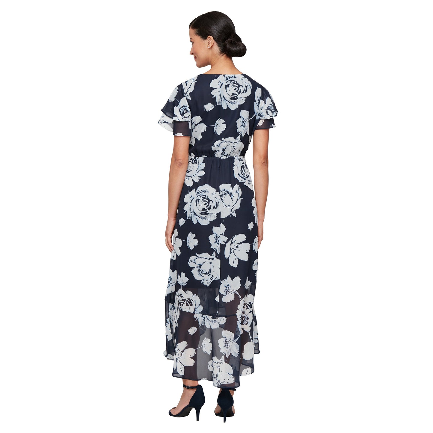 Mother of the Bride Dresses Midi Floral Formal Mother of the Bride Dress Navy Multi