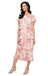 Cocktail Dresses Short Floral Tea Length Cocktail Printed Dress Peach Multi