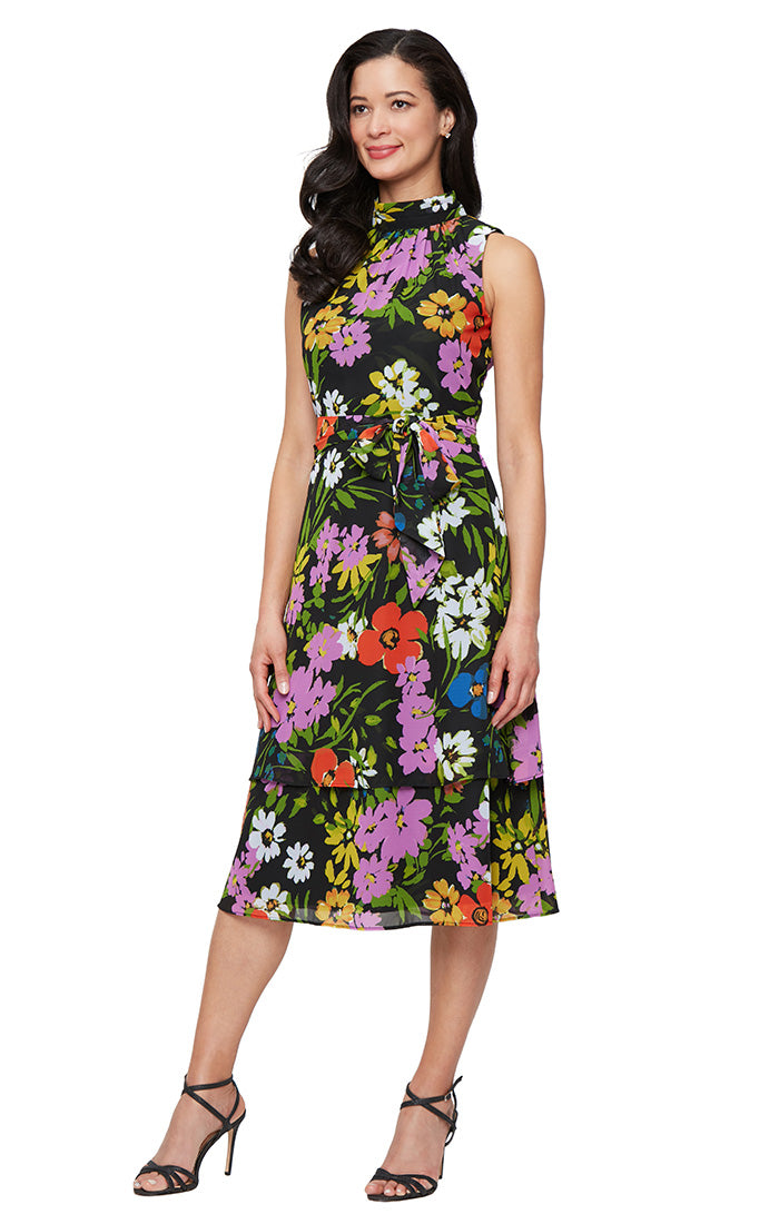 Cocktail Dresses Short Print Cocktail Dress Black Multi