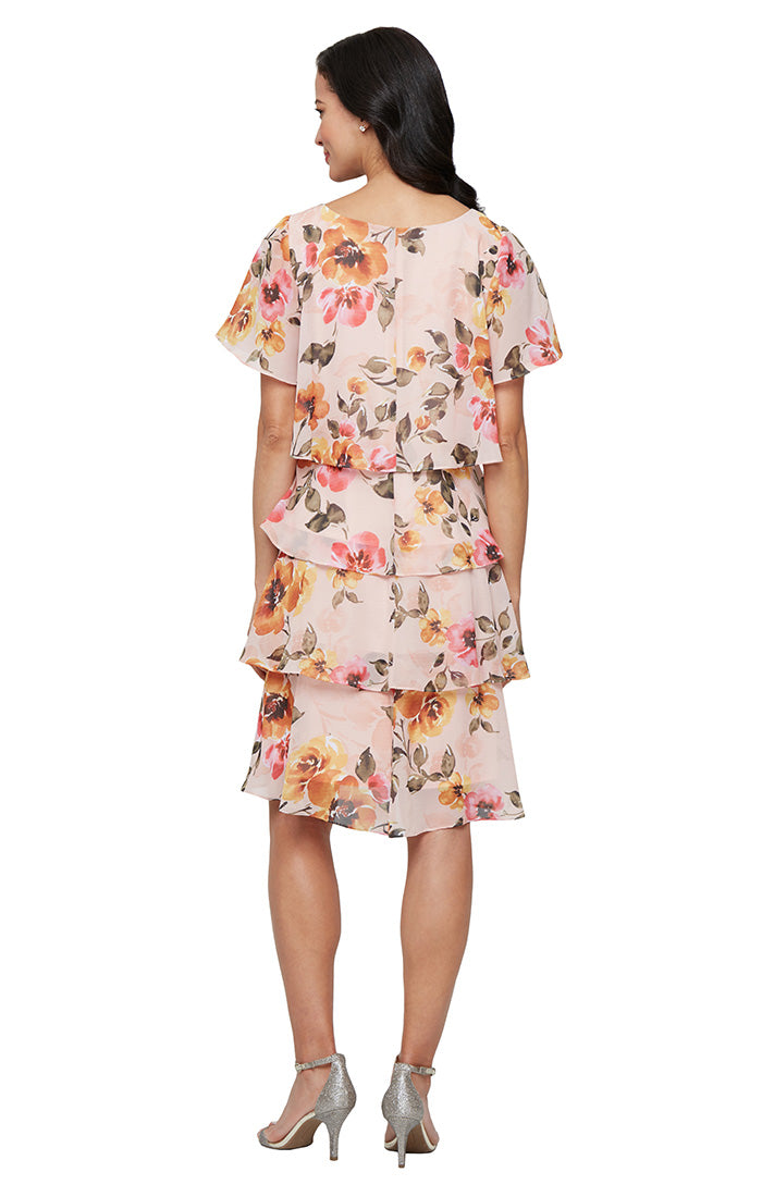 Cocktail Dresses Short Floral Print Cocktail Dress Pink Multi