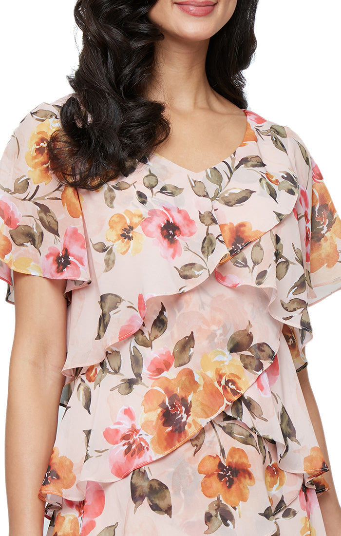 Cocktail Dresses Short Floral Print Cocktail Dress Pink Multi