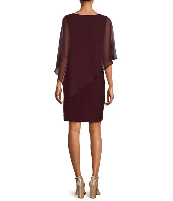 Cocktail Dresses Asymmetric Capelet Short Dress Fig