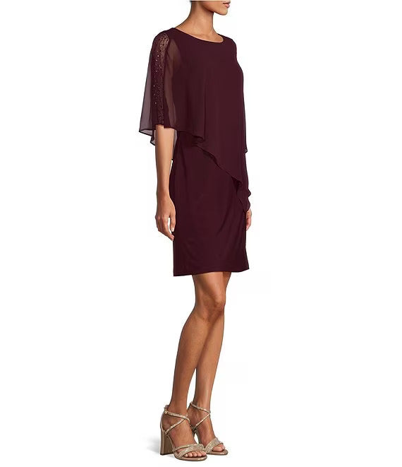 Cocktail Dresses Asymmetric Capelet Short Dress Fig