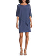 Cocktail Dresses Asymmetric Capelet Short Dress Wedgewood
