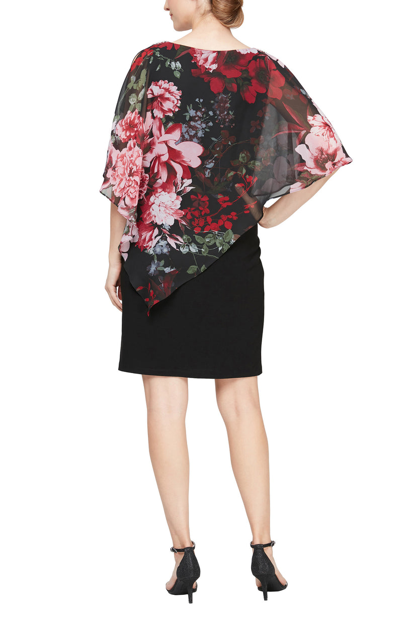 Cocktail Dresses Printed Short Fitted Cocktail Dress Black Multi