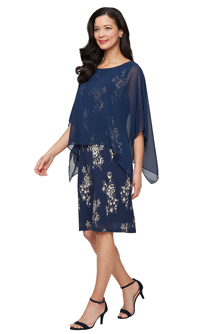 Cocktail Dresses Short Pleated Cocktail Dress Navy Gold