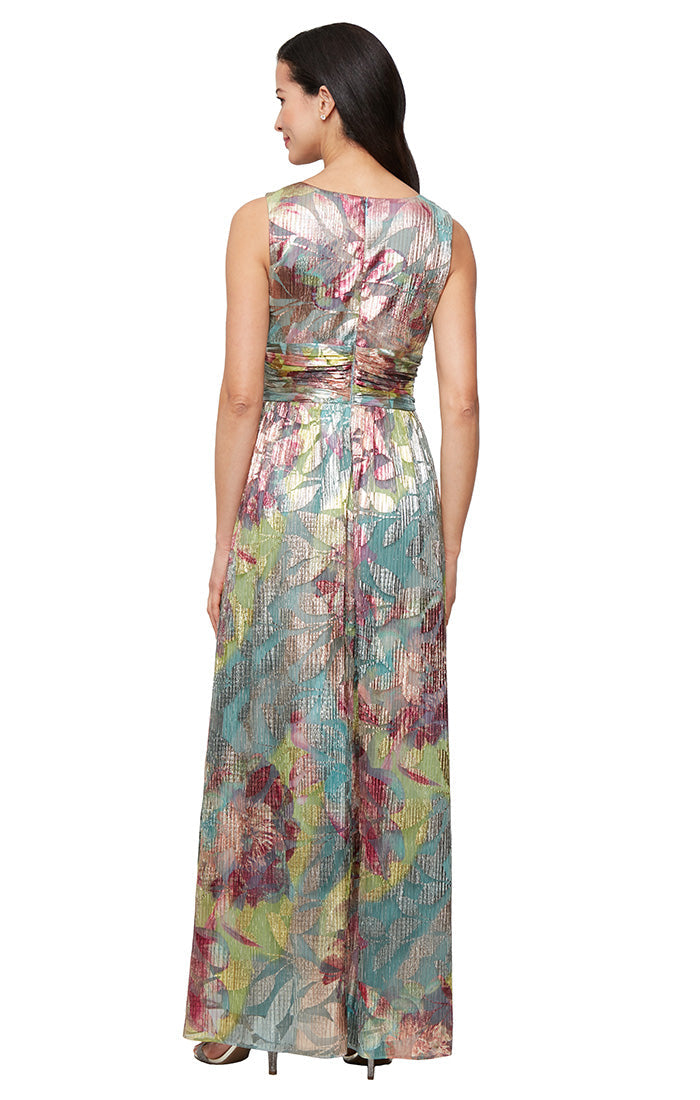 Formal Dresses Long Print Formal Evening Dress Silver Multi