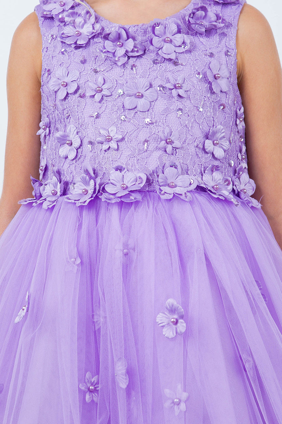 Flower Girl Dresses Flower Girl 3D Floral Applique A Line Short Dress Lavendar