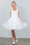 Flower Girl Dresses Flower Girl 3D Floral Applique A Line Short Dress White
