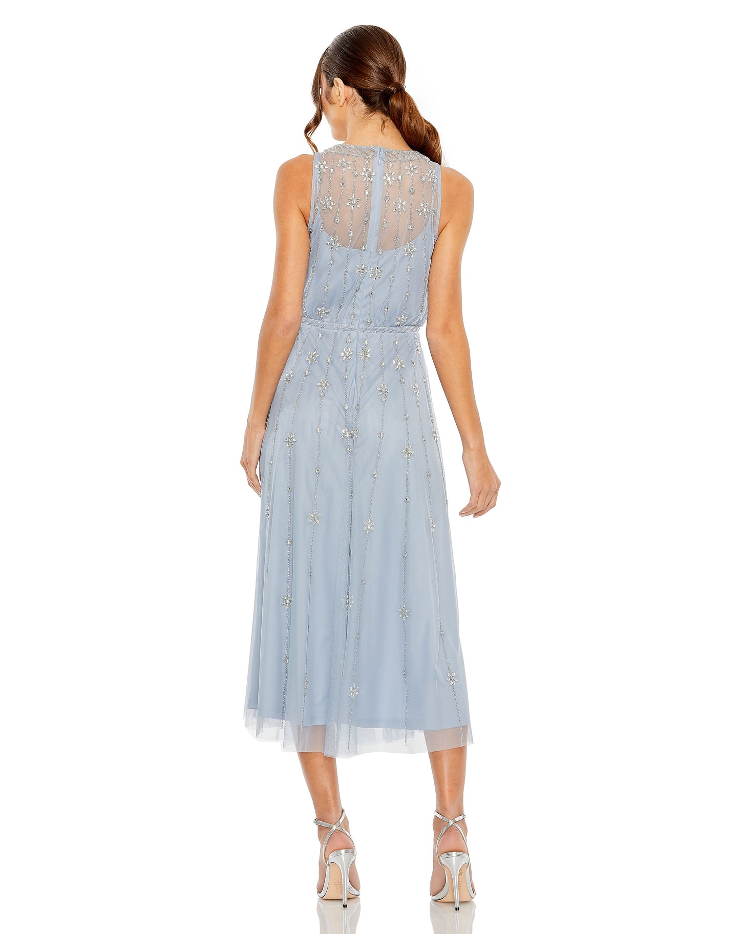 Cocktail Dresses Beaded Cocktail Midi Dress Powder Blue
