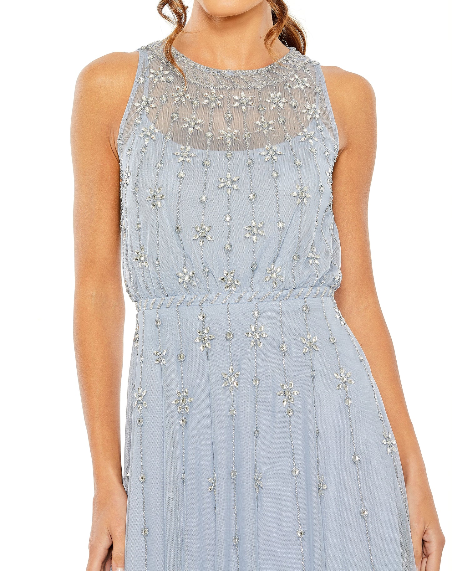 Cocktail Dresses Beaded Cocktail Midi Dress Powder Blue