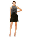 Cocktail Dresses Halter Sequin Embellished Trapeze A Line Short Dress Black Silver
