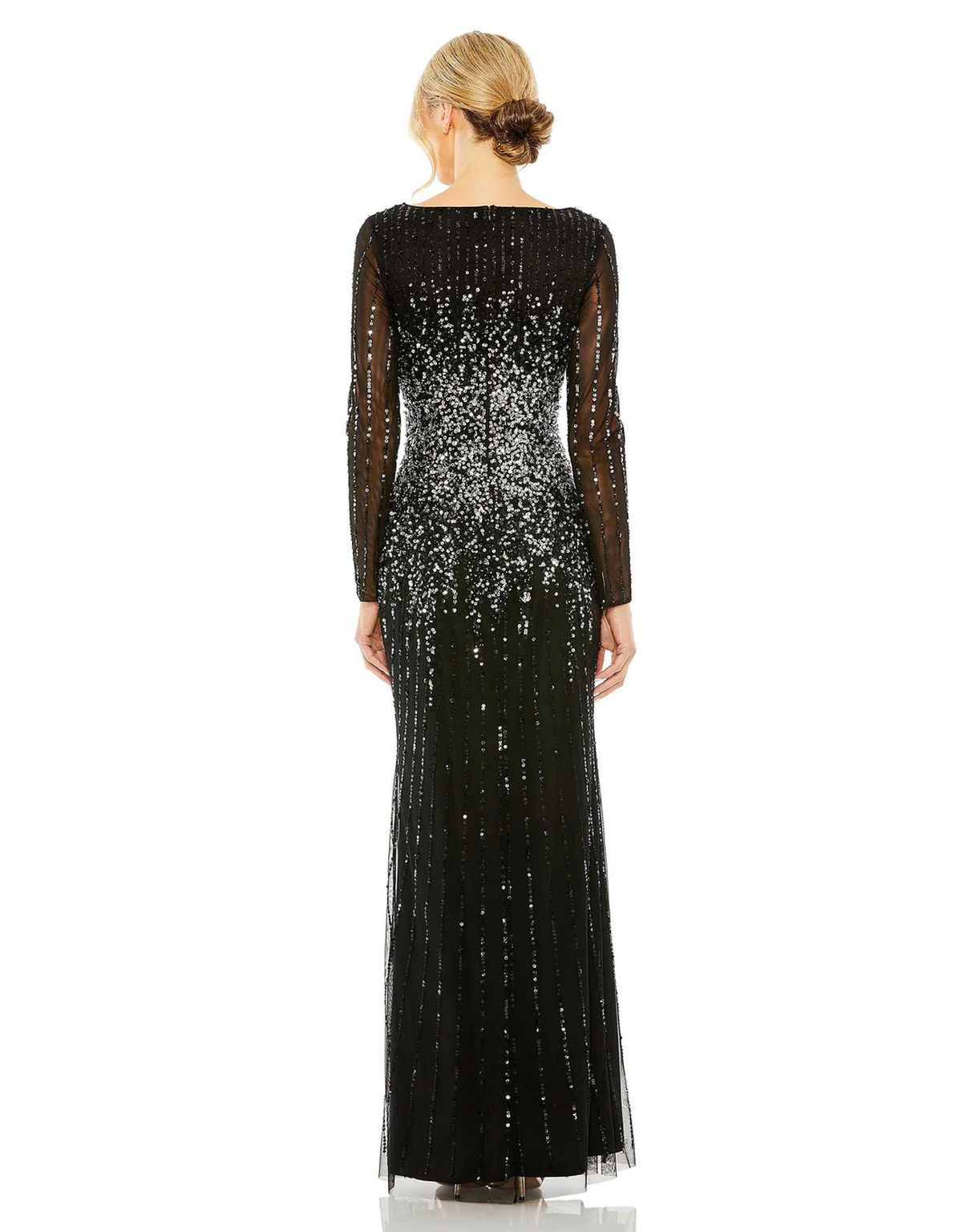 Formal Dresses Sequin Long Sleeve A Line Dress Black