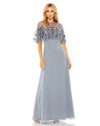 Mother of the Bride Dresses Long Formal Evening Cape Dress Slate Blue