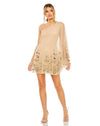 Cocktail Dresses Short Cocktail Trapeze Mini Dress Nude Gold