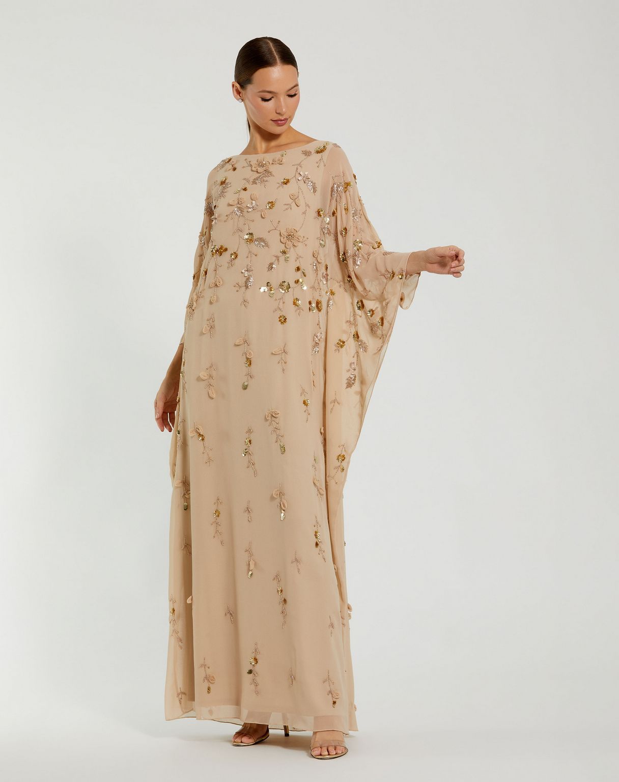Mother of the Bride Dresses Long Floral  Mother of the Bride Formal Dress Nude Gold
