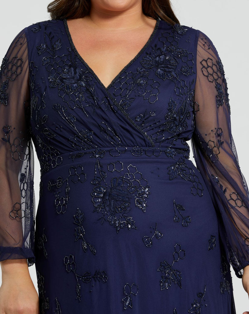 Plus Size Dresses Long Sleeve Formal Plus Size Dress Midnight