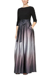 Formal Dresses Petite Ombre Satin Long Ballgown Black Silver
