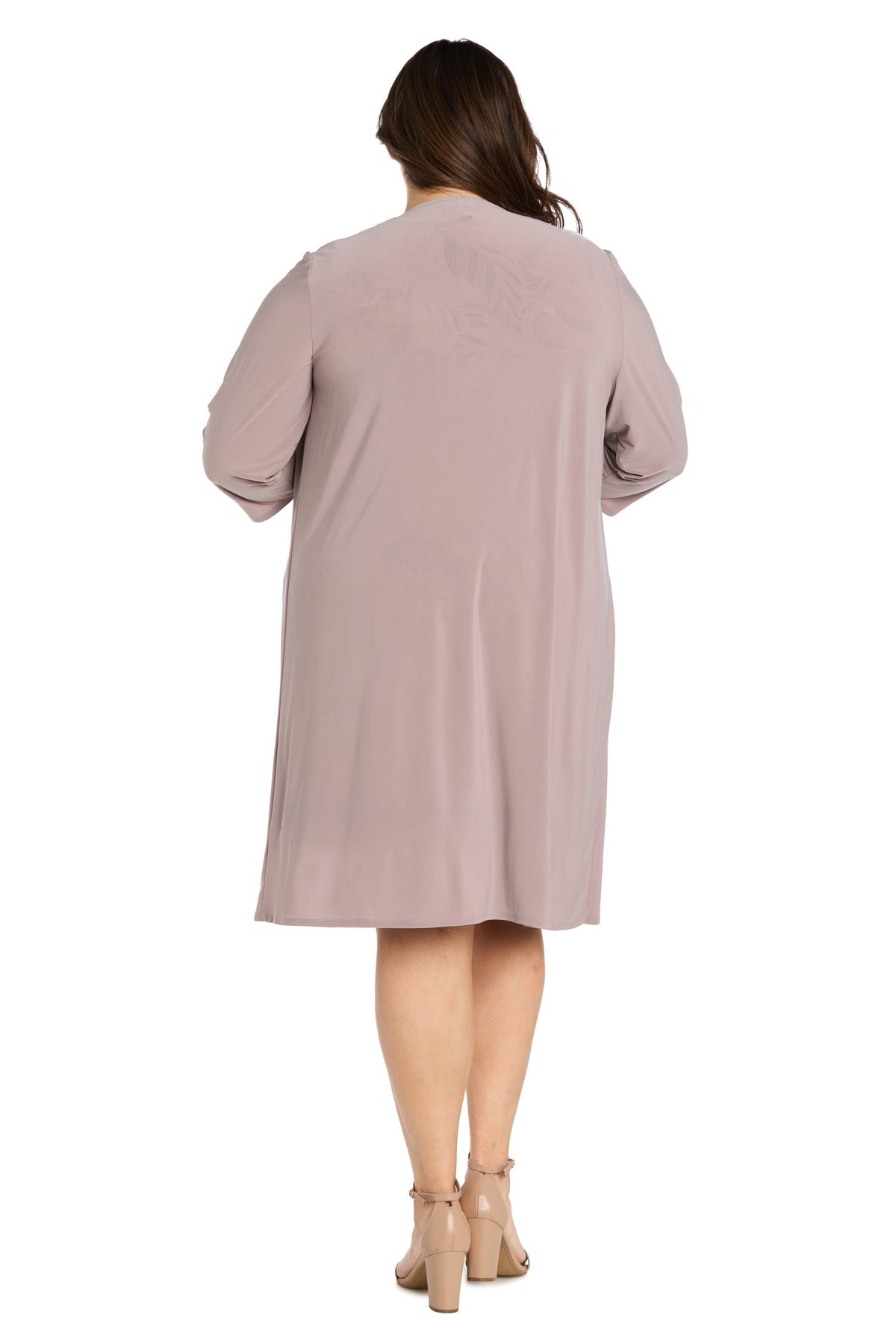 Plus Size Dresses Short Plus Size Two Piece Print Jacket Dress Mocha