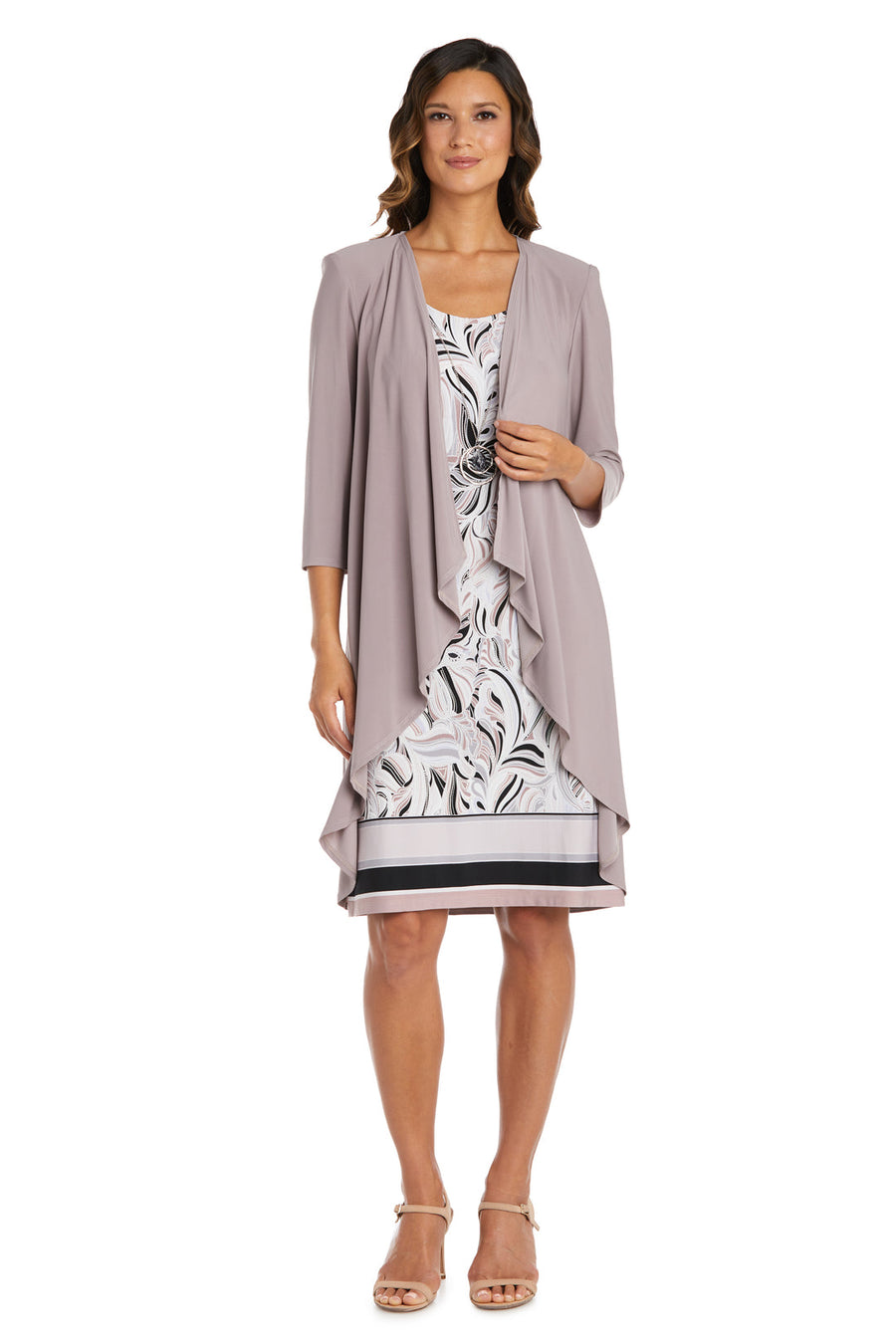 Mother of the Bride Dresses Short Two Piece Print Mother of the Bride Dress Mocha