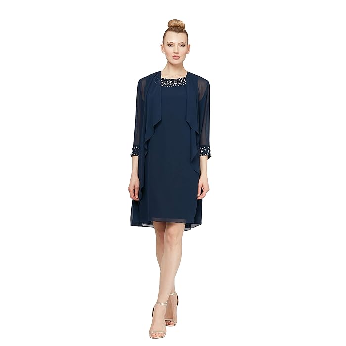 Cocktail Dresses Petite Short Jacket Dress Deep Navy