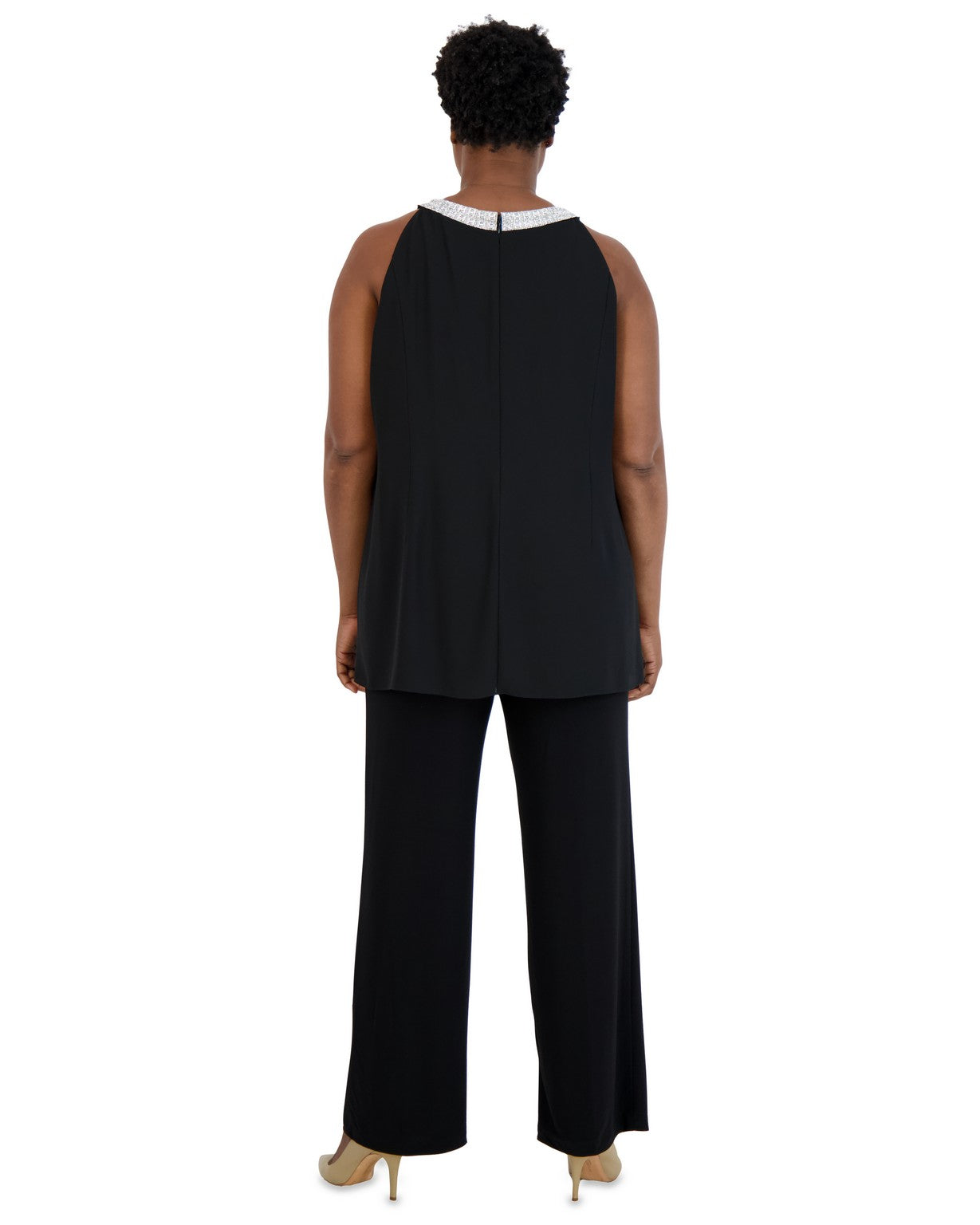 Formal Dresses Halter Tunic Neck Detail Plus Size Top Black