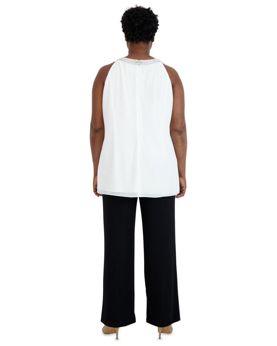 Formal Dresses Halter Tunic Neck Detail Plus Size Top Ivory